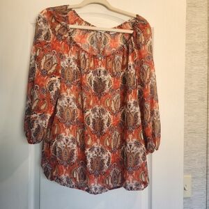 Liz Claiborne Paisley Blouse Size M Euc